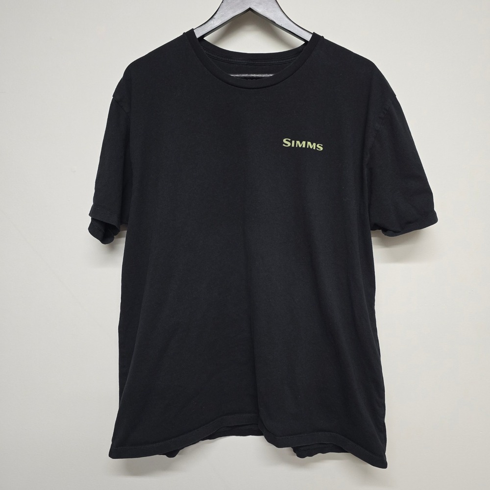 Simms Fishing T-Shirt Mens XL Black Cotton Graphic Fish Logo Outdoor